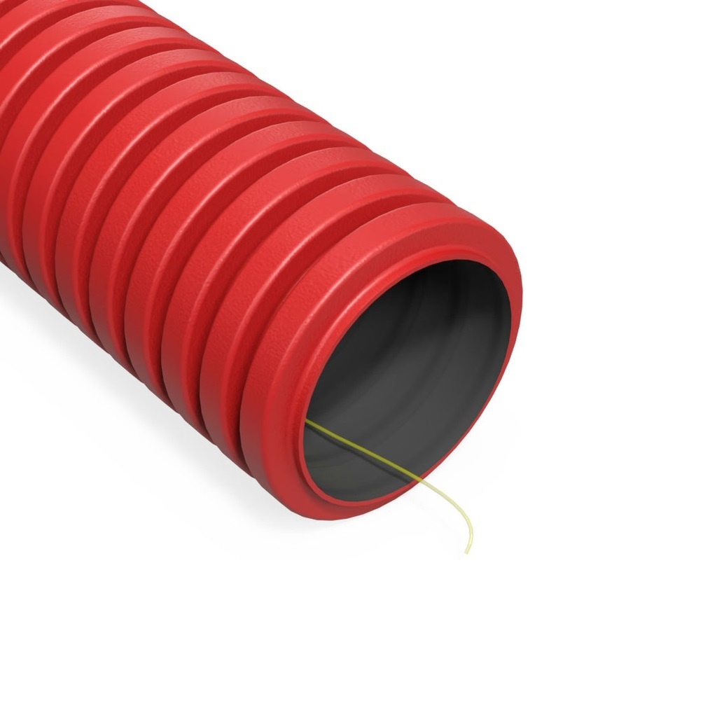 Труба гофрированная двустенная ПНД гибкая d50мм с протяжкой красн. (уп.50м) (м)